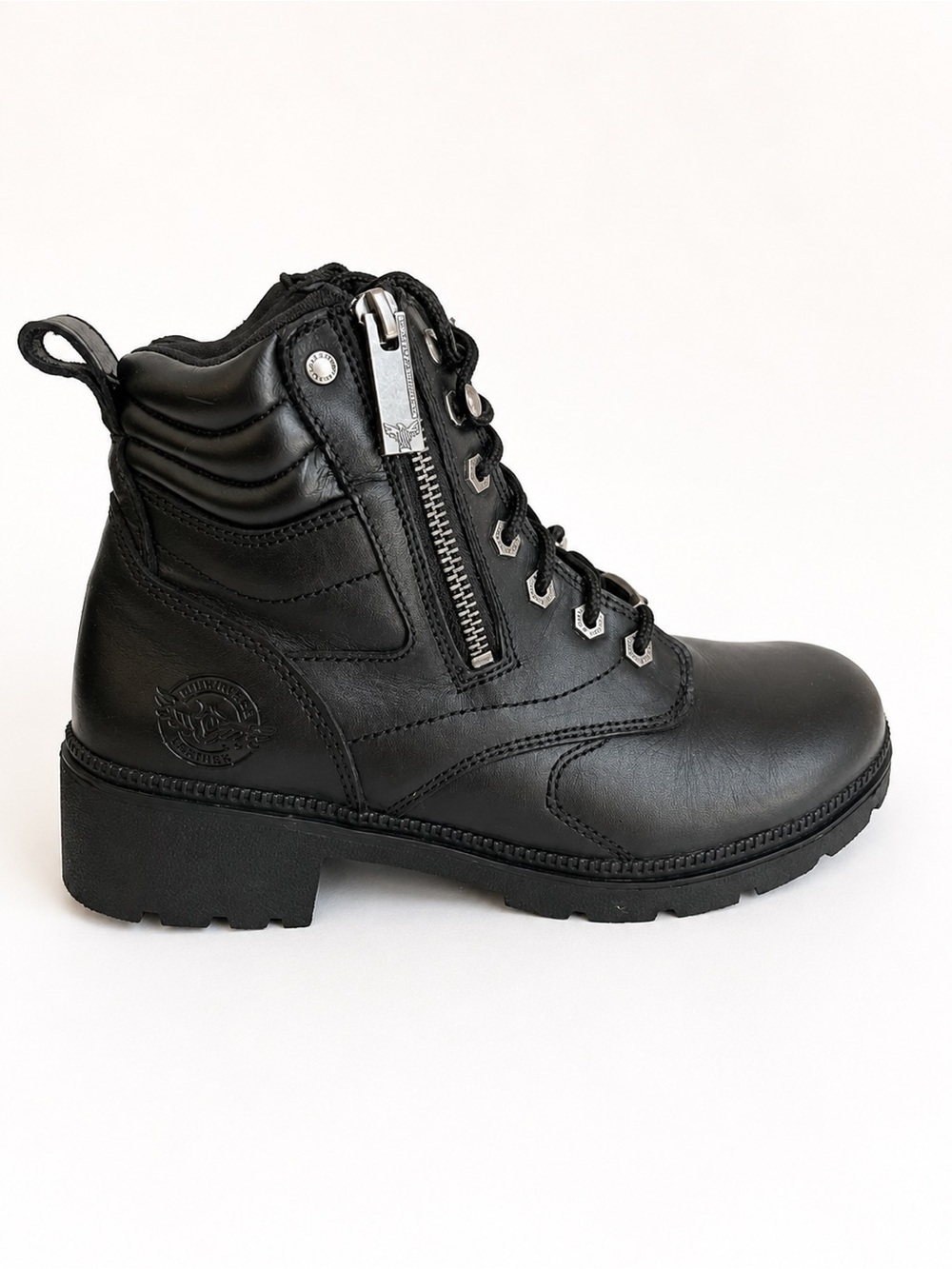 Motorcycle Boots Milwaukee Leather Black Side Zip Moto Boots Women’s 8 - Picture 2 of 6